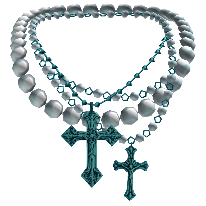 Blue Pearl Layered Jesus Cross Necklace Rosary