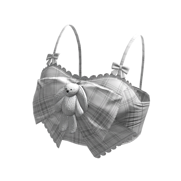 Bunny Bow Plaid Cami Top (Pure White)