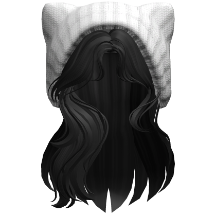Wavy Cute Hair w/ Y2K Cat Hoodie - Black Roblox item