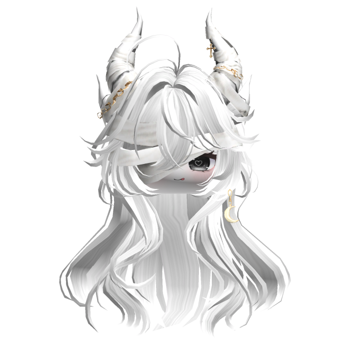 Horned Anime Demon Wolfcut (White)
