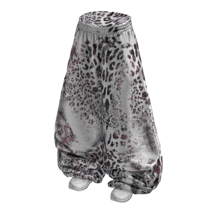 White Baggy Y2K Leopard Print Sweats