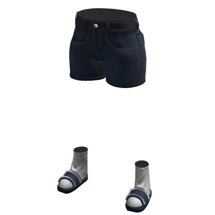 Navy Blue Cute Girl Y2K Low Rise Mini Denim Jorts