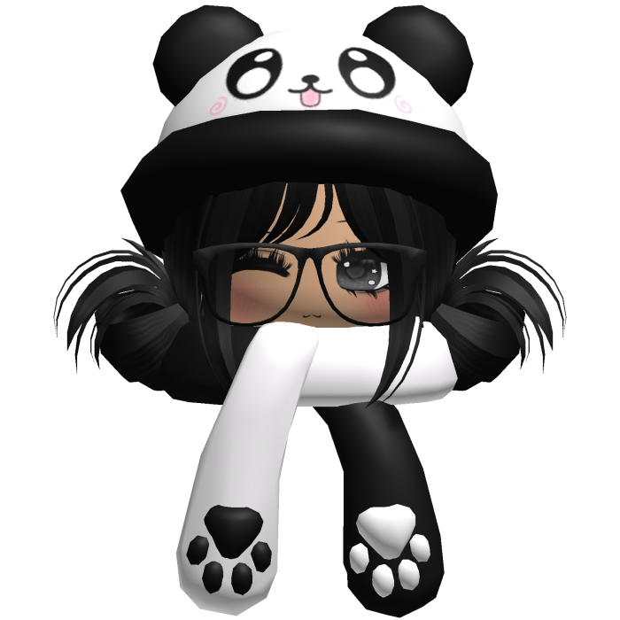 Cute Panda Hat + Scarf Hair Black