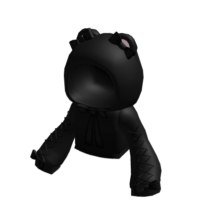 Kawaii Laced Kitty Bow Hoodie in Black