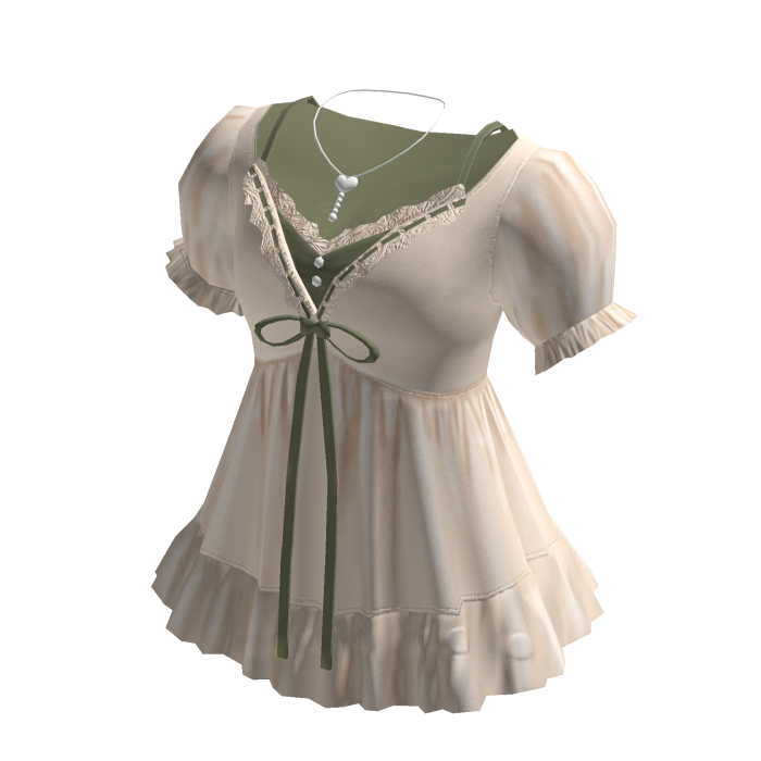 Coquette Puff Sleeve Babydoll Dress (Green)
