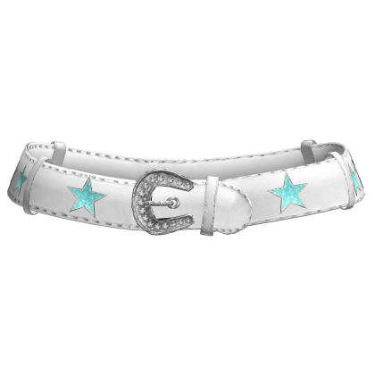 Star Y2K Mcbling White Low Belt In Teal