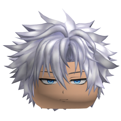 Messy White Hair w/ Silver Blue Gem King Crown 
