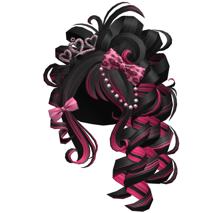 Pink Gyaru Curly Side Pony Black & Pink Roblox item