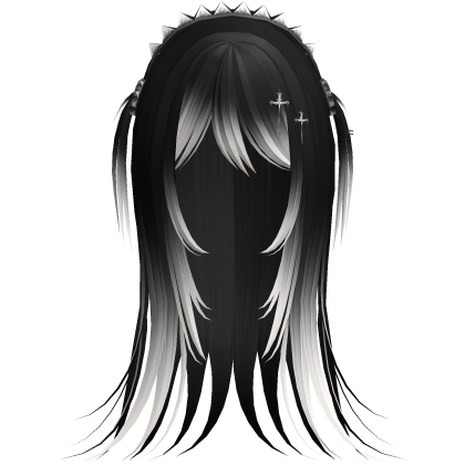 Vampire Goth Wispy Long Hair Black White Roblox item
