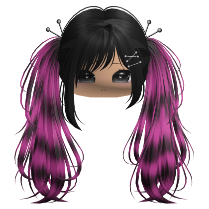 Hot Pink Raccoon Y2K Emo Punk Pigtails w/ Pins