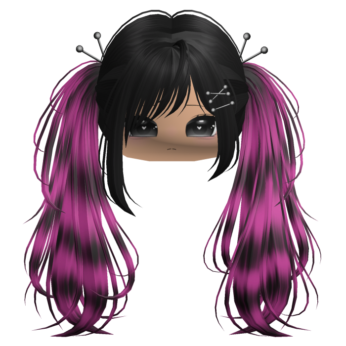 Hot Pink Raccoon Y2K Emo Punk Pigtails w/ Pins
