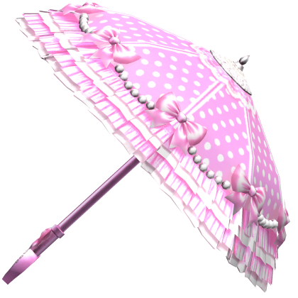 Cute Gyaru Polkadot Ruffle Bow Parasol Pink White