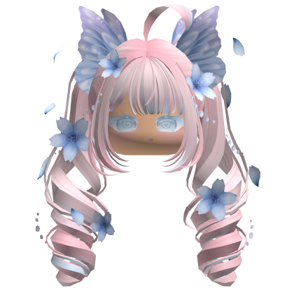 Mystical Sakura Petal Pigtails (Pink&Blue)