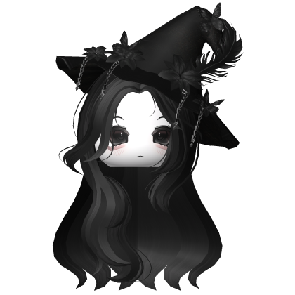 Straight Hair w/ Halloween Witch Hat Black