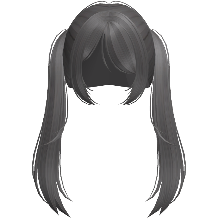 ♡ long straight cutecore pigtails in grey ୧