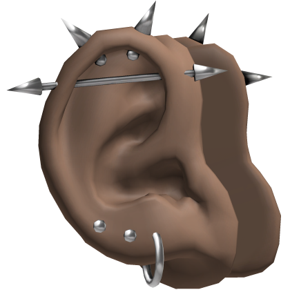 Brown Ears /w Punk Emo Spikes Silver Earrings