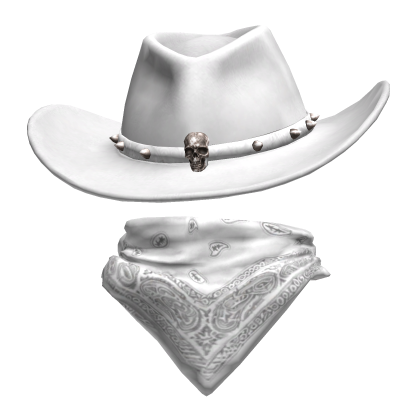 White Skull Cowboy Hat with Bandana