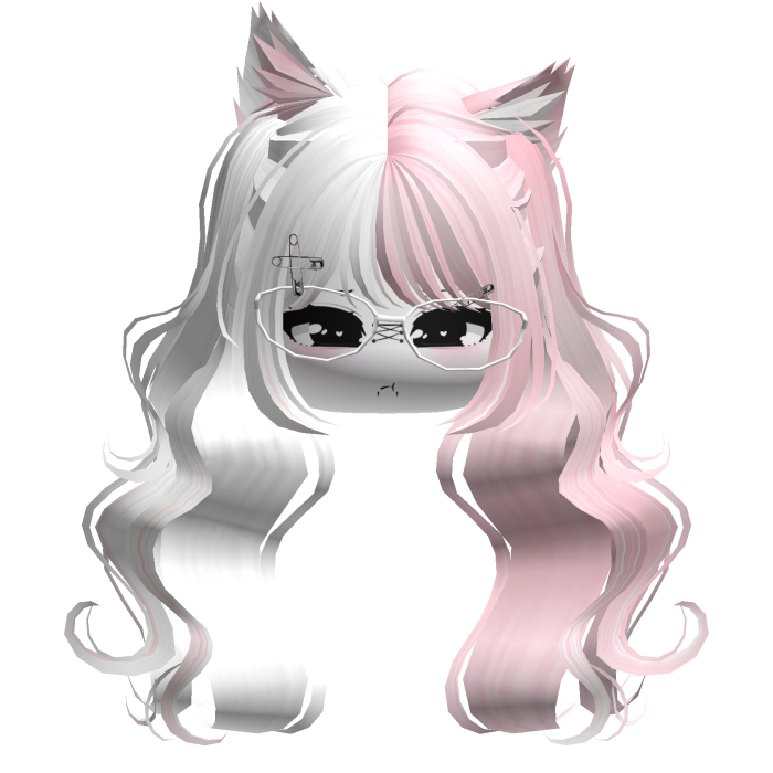 Wavy Moe Pigtails w/ Cat Ears (White&Pink)