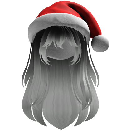 cute fluffy hair and a Christmas hat beret (White)