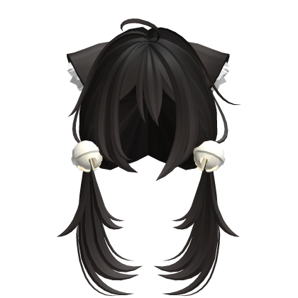 cute moe anime girl cat hair w bells dark brown