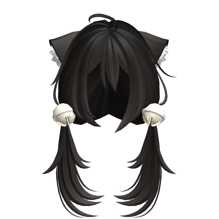 cute moe anime girl cat hair w bells dark brown