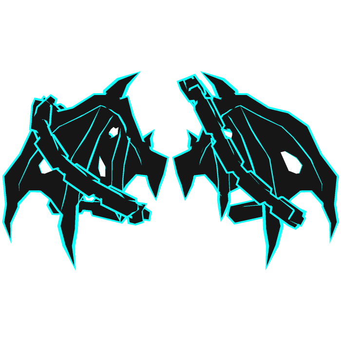Cartoony Cyan Demon Wings