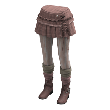 Grunge Plaid Mini Skirt w/ Tights & Boots (Pink)