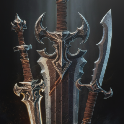 Loxera's Iron Dagger, Sword and Great Wow Style 3D