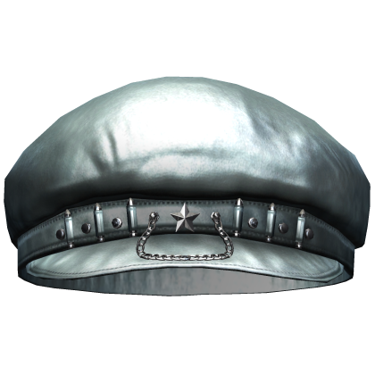 Alt Studded Leather Beret /w Chain (Blue)