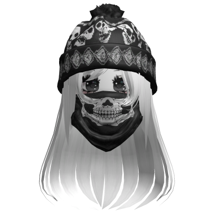 cute moe girl with emo skull beanie + mask