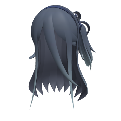 Long Glossy Black Hair w/ Side Ponytail - Arisu Roblox item