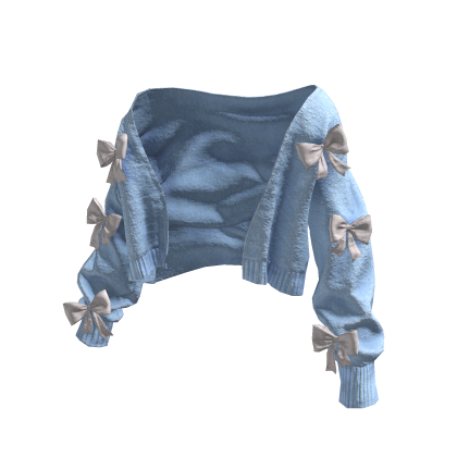 BB Blue Off Shoulder Knitted Sweater w/ Bows thumbnail