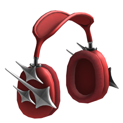 Red Y2K Over-Ear Silver Cyber Star Headphones Roblox item