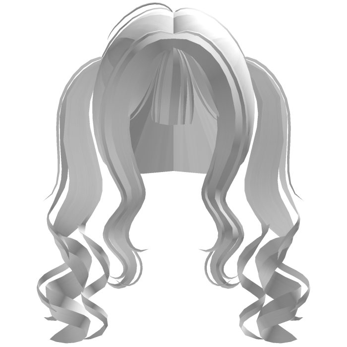cute back curly pigtails w bangs in white