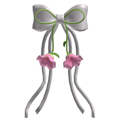 White Hair Bow with Flowers Roblox item
