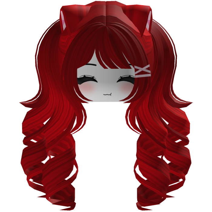 Cute hair emo Y2K cat-ear braids (Red)