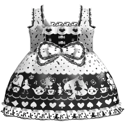 white and black wonderland egl lolita JSK dress