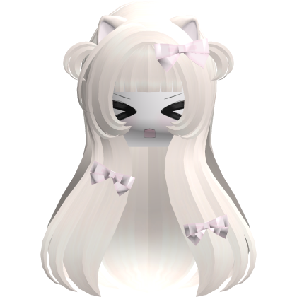 Kawaii Light Blonde Long Flowy Hair /w Bows
