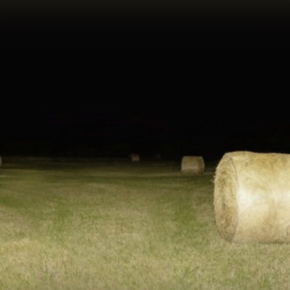 creepy haybale field halloween