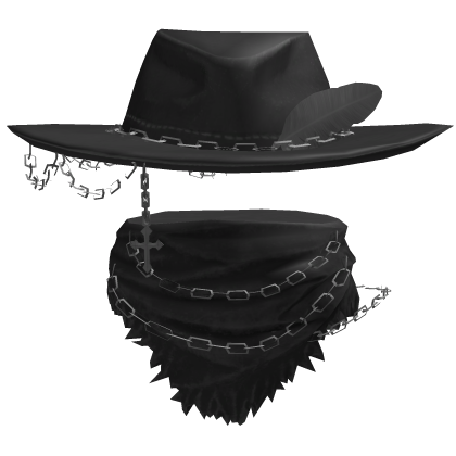 Gothic Cowboy Hat w/ Chained Bandana Black Roblox item