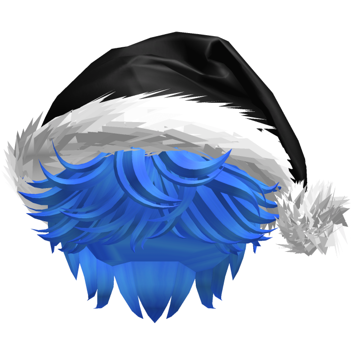 Messy Fluffy Blue Brihgt Hair a Santa Hat Y2k
