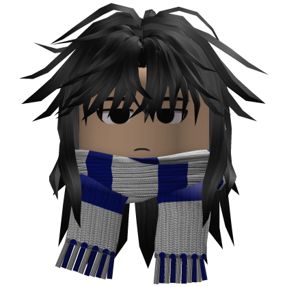 Wolfcut Hair w/ Striped Scarf (Black)