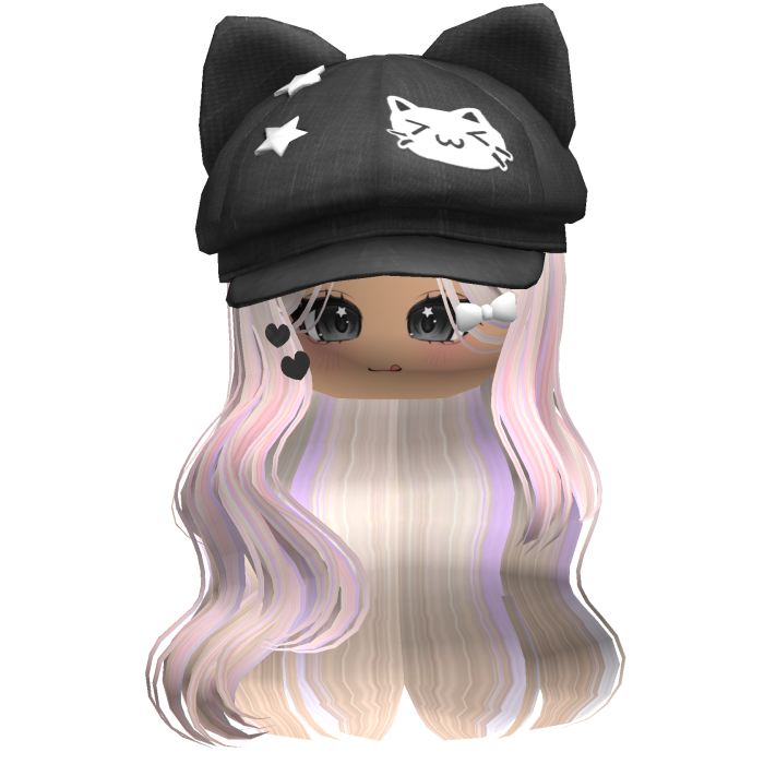 Colorful Beige Kitty Ears Cap Wavy Hair