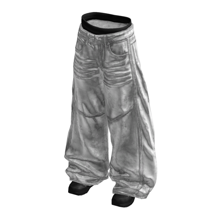 White Baggy Y2K Distressed Denim