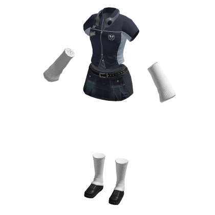 🍀Y2K Denim Skirt & Warmers Outfit (Blue)