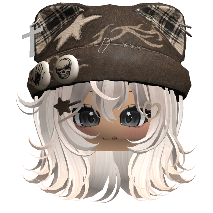Beige Streetwear Y2K Beanie Girl Hair