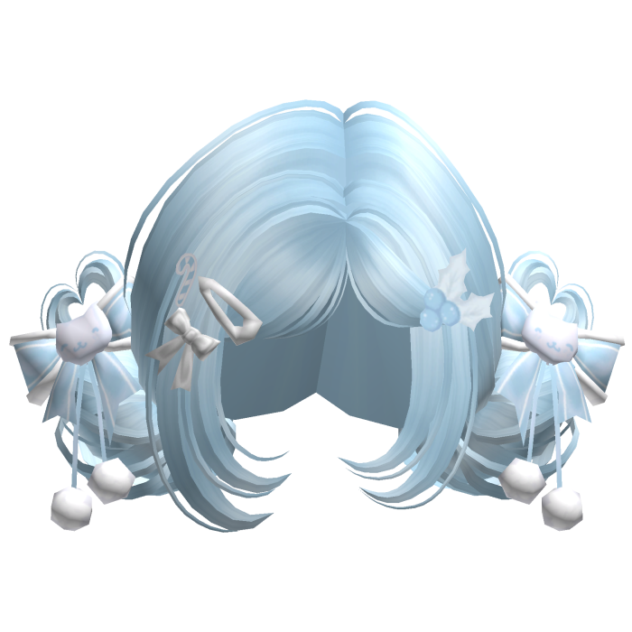 ♡ Christmas Buns w/ Bows (Pastel Blue)
