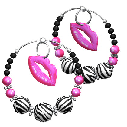 Bling Hooped Earrings Y2k Gyaru Zebra Print Pink