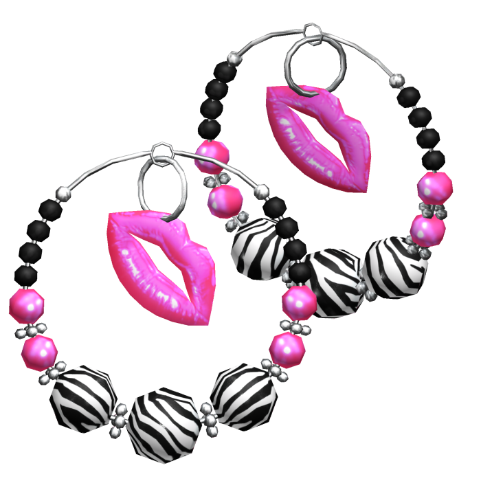 Bling Hooped Earrings Y2k Gyaru Zebra Print Pink