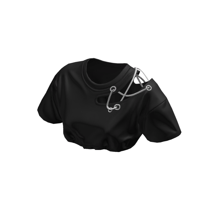Y2K Cutout Chain Cropped Tee Black [JEYS]